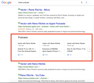 podcastの検索結果表示